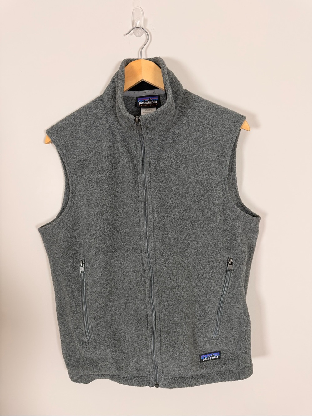 Patagonia Synchilla Gray Fleece Vest Men’s Small Full Zip